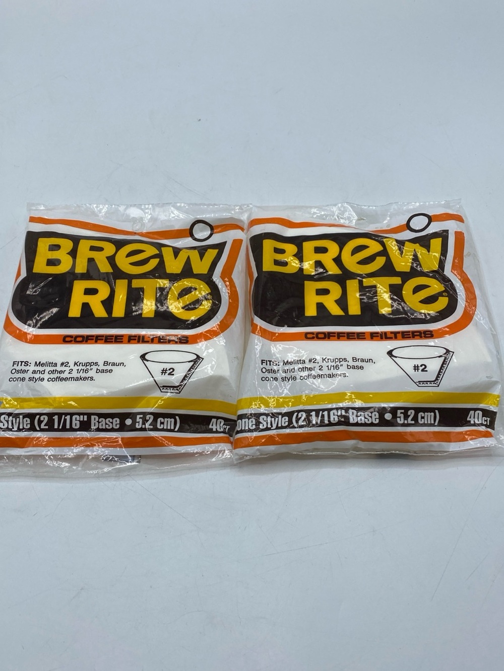 Brew Rite Coffee Filters, Cone Style #2 USA 1980's Vintage 2 Pack